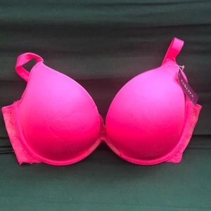 CACIQUE- Plunge- Pink- Smooth and Semi Lace Bra